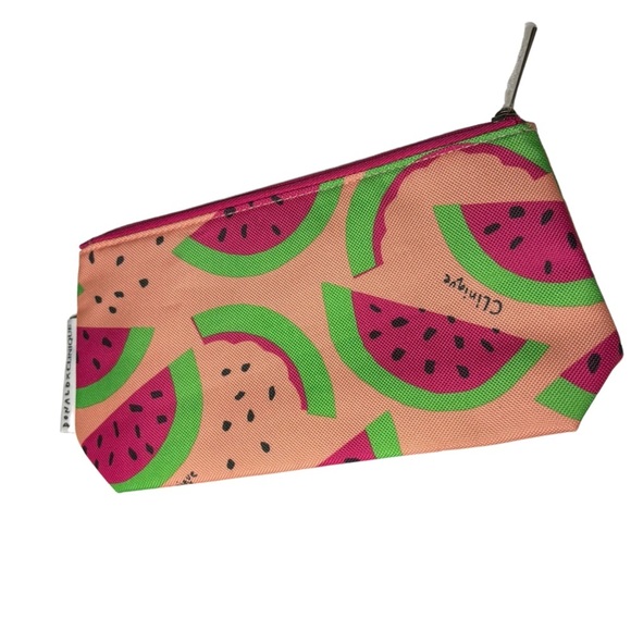 Clinique + David Cosmetic Bag/Pouch-Pink/Green Watermelon NEW - Picture 2 of 9